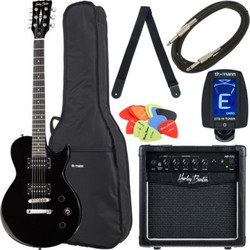 Harley Benton SC-200 BK Student Series Bundle Ηλεκτρική Κιθάρα Single Cut με HH Μαγνήτες και Ταστιέρα Maple