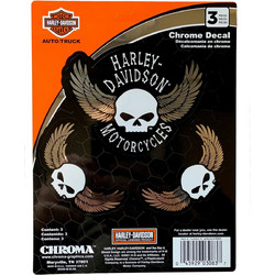 Αυτοκόλλητα Harley-Davidson Νεκροκεφαλές με φτερά 3τμχ | Harley-Davidson Decals Skull with Wings Classic