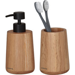 Αξεσουάρ Μπάνιου Σετ Earth Soap Dispenser & Cup Bathroom Oak Sealskin 2Τεμ