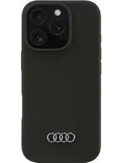 Audi Silicone Case iPhone 16 Pro 6.3 black/black hardcase AU-LSRIP16P-Q3/D1-BK - (AUDI000178-0)