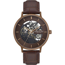 Kenneth Cole Ανδρικό Ρολόι Αυτόματο με Καφέ Δερμάτινο Λουράκι KC50780002