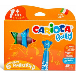 Carioca Baby Teddy Markers Πλενόμενοι Μαρκαδόροι Ζωγραφικής Χονδροί 6 Χρώματα
