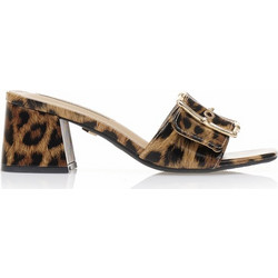 Mules TSOUKALAS animal print δερματίνη με χρυσή αγκράφα