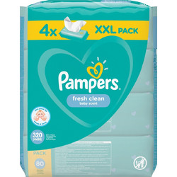 Pampers Fresh Clean Μωρομάντηλα Χωρίς Οινόπνευμα & Parabens 4x80τμχ