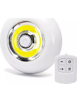 LED COB Φωτάκι Νυκτός με Μπαταρία & Τηλεχειριστήριο - Λευκό