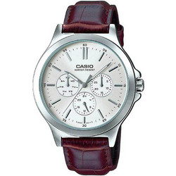 Casio Standard Ανδρικό Ρολόι Χρονογράφος με Καφέ Δερμάτινο Λουράκι MTP-V300L-7A