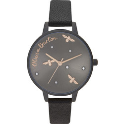 Olivia Burton Γυναικείο Ρολόι με Μαύρο Δερμάτινο Λουράκι OB16PQ02