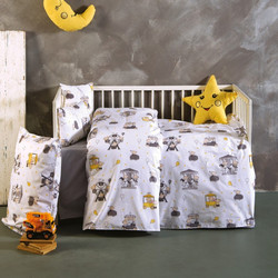 SB Home Luna Park Σετ Βρεφικά Σεντόνια Κούνιας Βαμβακερά 120x160 Grey