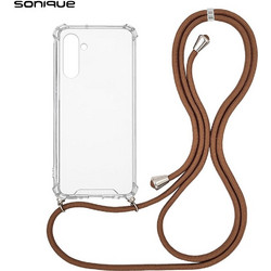 Sonique Armor Clear Θήκη Σιλικόνης με Κορδόνι Samsung Galaxy A54 5G Brown