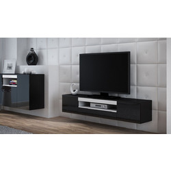 Έπιπλο Τηλεόρασης Ξύλινο Viva Black / Black Gloss + White Μ180xΠ40xΥ37cm