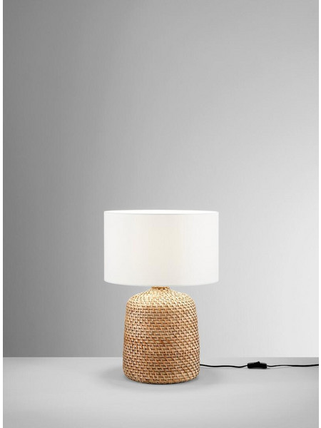 Luce Ξύλινο Πορτατίφ LED με Λευκό Καπέλο και Μπεζ Βάση I-MALACCA-L 8031414931507