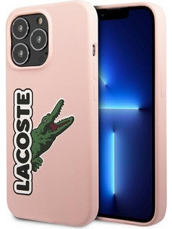 LACOSTE Iphone 13 Pro / 13 6,1 Pink Hardcase Silicone Head Crocodile - (LCHC13LSHI)