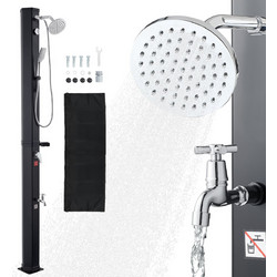 VEVOR Υπαίθριο Ηλιακό Ντους 40L, Ύψος Ντους 205cm, Με Χειροκίνητη Λαβή & Βρύση Ποδιών, Ρύθμιση Ζεστού & Κρύου Νερού, Μαύρο TYNLYQHSPVCL8QSDL001V0