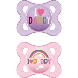 Mam I Love Mummy & Daddy Ανατομική Ορθοδοντική Πιπίλα Σιλικόνης 2-6m Μωβ Ροζ