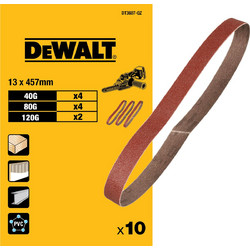 Dewalt Σετ Ταινιών Λείανσης 13x457mm 40/80/120G 10τμχ DT3607-QZ