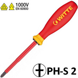 WITTE 53742 Κατσαβίδι 1000V ηλεκτρολογικό Ph2x100/module (74082)