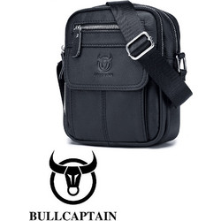 BULL CAPTAIN Δερμάτινη Ανδρική Τσάντα Ώμου / Χιαστί Μαύρη DJB016