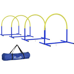 PawHut Σετ Agility Σκύλου με 4 Εύκαμπτες Καμάρες και Τσάντα Μεταφοράς, 88x64x95 cm, Μπλε και Κίτρινο D07-037V00YL