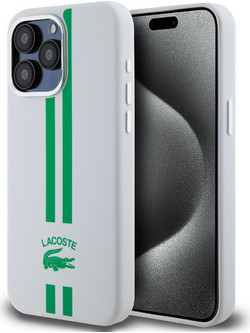Lacoste Stripes Hard Case Θήκη προστασίας από Liquid σιλικόνη για iPhone 15 Pro Max Πράσινο/Λευκό
