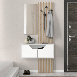 Έπιπλο εισόδου Naro Megapap χρώμα λευκό - sepet oak 90x35x204,2εκ