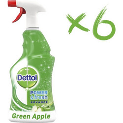 Dettol Power & Fresh Advance Spray Green Apple 6x500ml