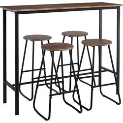 PUB Set Bar Τραπέζι + 4 Σκαμπό, Μέταλλο Βαφή Ανθρακί - Antique Brown