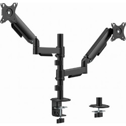 GEMBIRD ADJUSTABLE DESK 2-DISPLAY MOUNTING ARM, 17"-32" BLACK