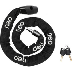 DELI κλειδαριά ποδηλάτου με κλειδί DL508021, Φ4mm, 1m, μαύρη