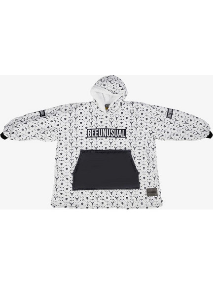 BEE UNUSUAL Men There Is No Place Like Home Sherpa / Super Fleece Hoodie Blanket - OFF WHITE/GREY - HH-231647