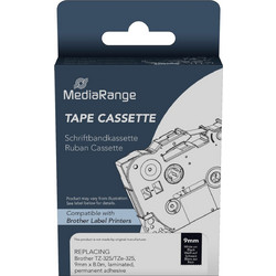Ετικέτες Γενικής Χρήσης Mediarange (Brother TZ-325/TZe-325) 9mm, 8m, Laminated and Permanent Adhesive, White on Black Λευκό κείμενο σε μαύρο φόντο
