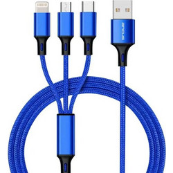 Ancus Καλώδιο Φόρτισης Flow Plus E54 USB-A Σε USB-C - Lightning - Micro USB 1m 2.0A Braided Μπλε 35127