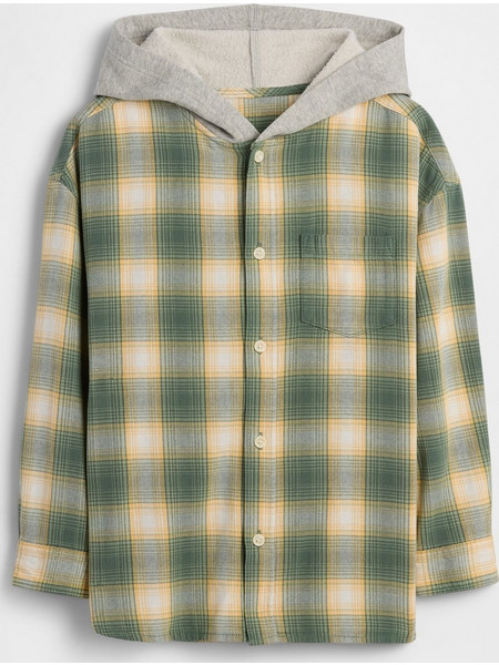 Παιδικό Relaxed Hooded Φανελένιο Πουκάμισο LAUREL WREATH GRN 17-6