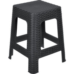 Σκαμπό Πλαστικό Ρατάν Μαύρο Ματ 36.5x36.5x46cm