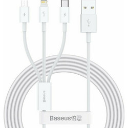 Baseus Superior Series Regular USB to Type-C / Lightning / micro USB Cable 3.5A Λευκό 1.5m (CAMLTYS-02) (BASCAMLTYS02)
