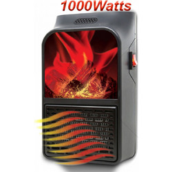 Μίνι Τζάκι Αερόθερμο με Εφέ Φλόγας 1000Watt - Σόμπα Πρίζας με Θερμοστάτη, Χρονοδιακόπτη, LED Οθόνη & Τηλεχειριστήριο - Flame Heater ΟΕΜ