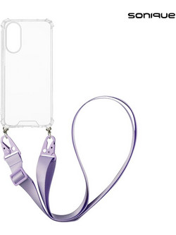 Sonique Armor Clear Θήκη Σιλικόνης με Strap (Oppo A78 5G) Λιλά