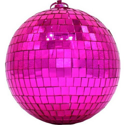 Disco χριστουγεννιάτικη μπάλα σε φούξια απόχρωση σετ δύο τεμαχίων 15 εκ