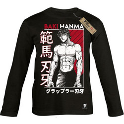 Παιδικές μπλούζες μακρυμάνικες λεπτές Takeposition Anime Baki Hanma σε Μαύρο, 814-1046