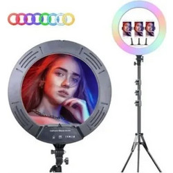 RGB Ring Light RGB Selfie Ring Light 45cm με Τρίποδο Δαπέδου και Βάση για Κινητό