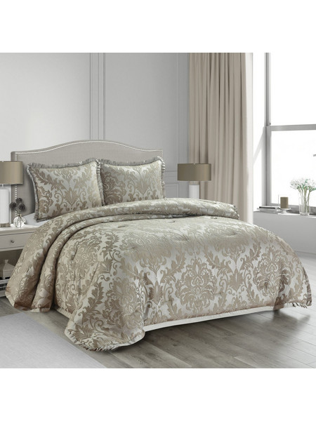 Liolios Home Σετ Πάπλωμα King Size 240x250 Damask Light Coffee 6721