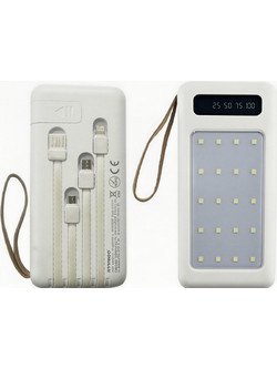 Power Bank 12000mAh Με Φως LED Και 4 Ενσωματωμένα Καλώδια Arrango AR48101