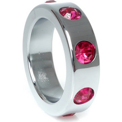 Boss Series Metal Cock Ring with Diamonds Medium Δαχτυλίδι Πέους Μεταλλικό Ροζ