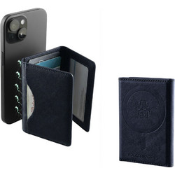 LEATHER POCKET MAGSAFE ANTI-RF CARD WALLET BLUE