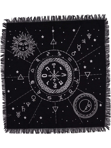 Esoteric Fringed Altar Cloth - Moon & Sun Chart