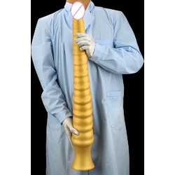 Golden Silicone Extended Bead Anal Plug Elastic and Soft