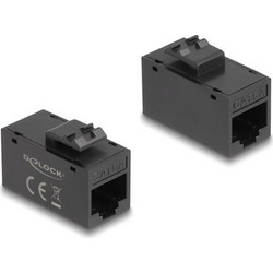 DELOCK Keystone module RJ45 90638, θηλυκό σε θηλυκό, Cat 6A UTP, μαύρο