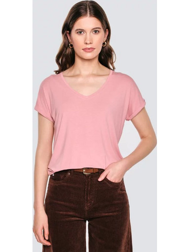 BIG STAR VALERIA DEEP NECKLINE T-SHIRT PINK