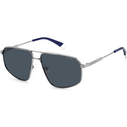 Polaroid Eyewear PLD4118/S/X 6LB/C3 Ανδρικά Γυαλιά Ηλίου Τετράγωνα Μεταλλικά Ασημί με Γκρι Polarized Καθρέπτη Φακό