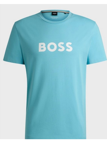 BOSS | COTTON JERSEY T-SHIRT WITH SPF50+ UV PROTECTION LOGO | ΓΑΛΑΖΙΟ