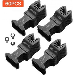 VEVOR 60PCS Πριονόλαμες Ταλαντευόμενου Ιαπωνικών Δοντιών, Καθολικές Πριονόλαμες Ταχείας Απελευθέρωσης για Πολυεργαλεία, Πριονόλαμες Πολυεργαλείου για Ξύλο Πλαστικό PVC, Συμβατές με Dewalt Milwaukee Bo